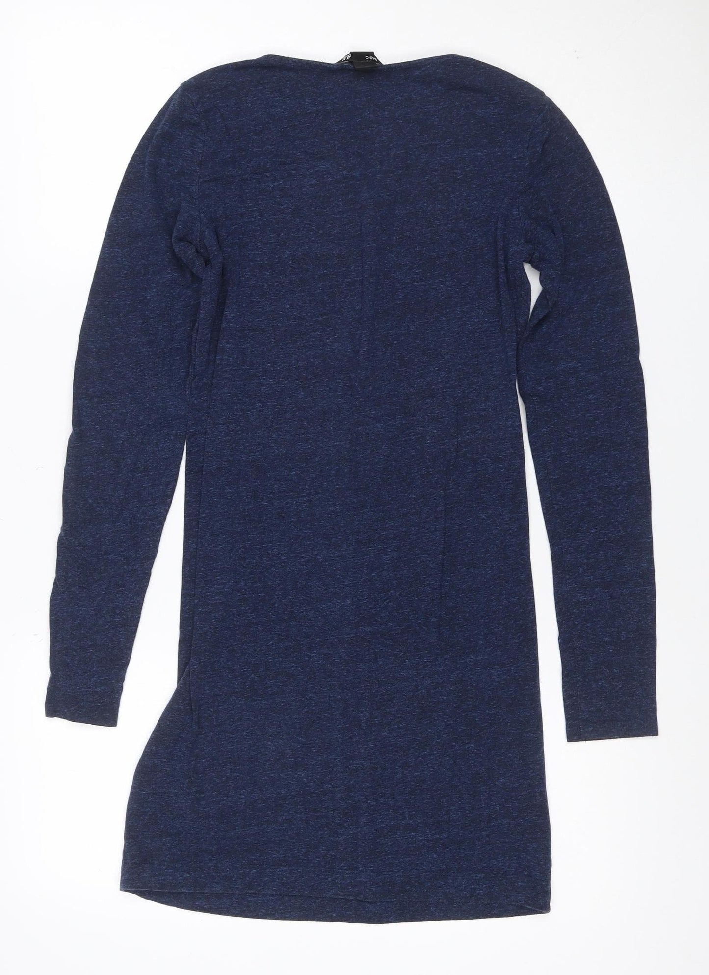 H&M Women Blue Long Sleeve Bodycon Jersey Short Dress Size S