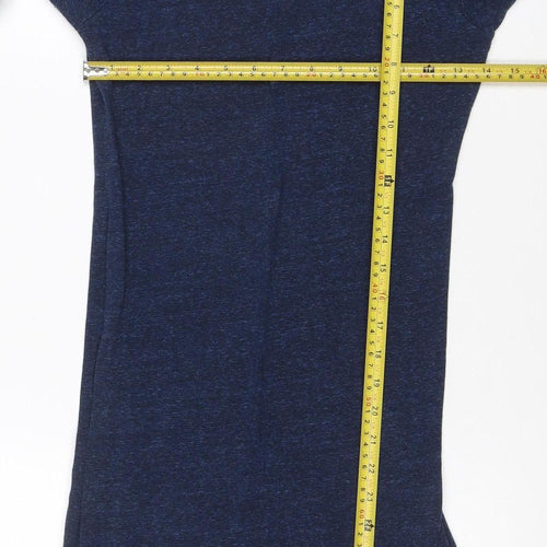 H&M Women Blue Long Sleeve Bodycon Jersey Short Dress Size S