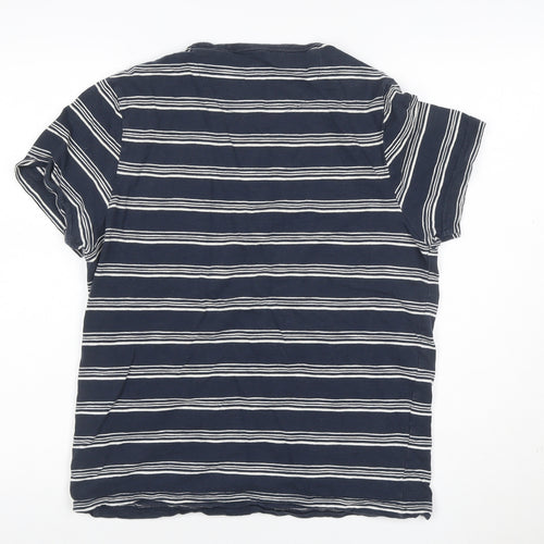 Farah Unisex Blue Striped Cotton Crew Neck T-Shirt M