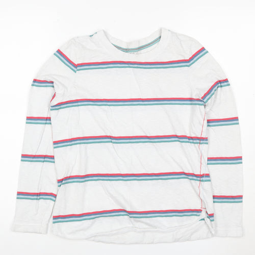 White Stuff Women’s White Striped Long Sleeve Cotton T-Shirt Size 10