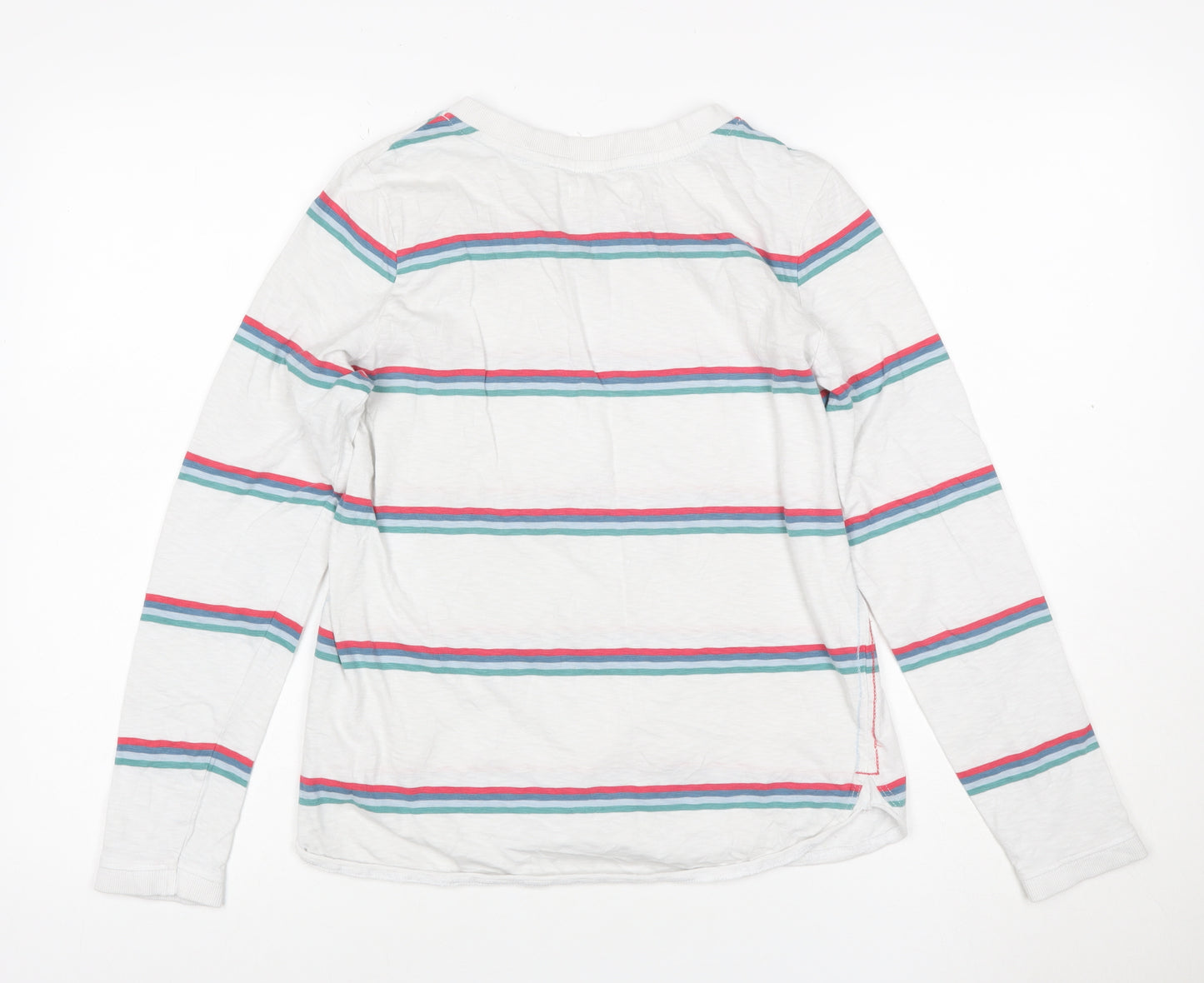 White Stuff Women’s White Striped Long Sleeve Cotton T-Shirt Size 10
