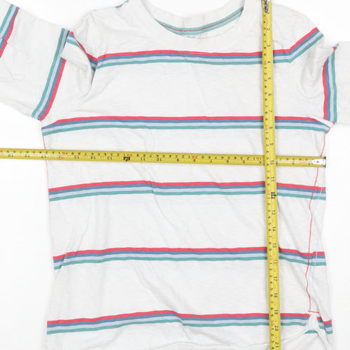 White Stuff Women’s White Striped Long Sleeve Cotton T-Shirt Size 10