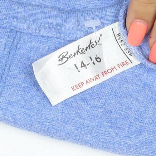 Barkote Women's Blue Cotton Blend Basic 3/4 Sleeve T-Shirt Size 14