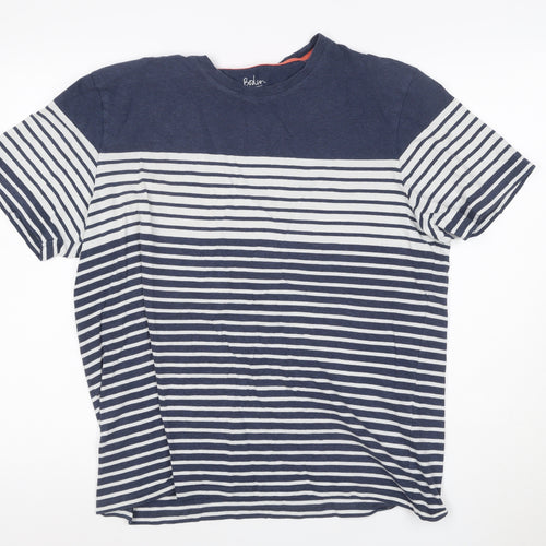 Boden Women Blue Striped Cotton Crew Neck T-Shirt L