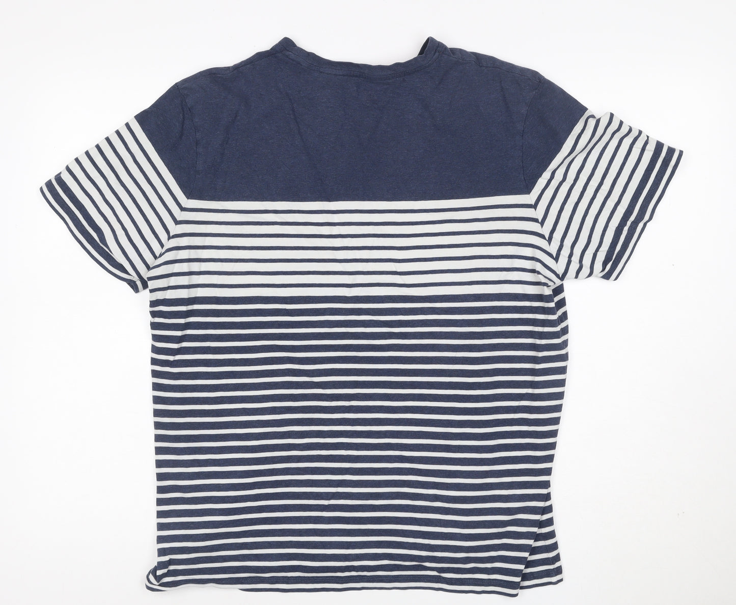 Boden Women Blue Striped Cotton Crew Neck T-Shirt L