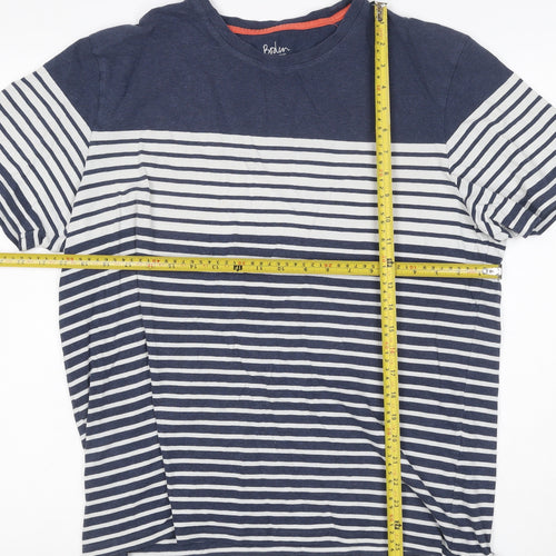 Boden Women Blue Striped Cotton Crew Neck T-Shirt L