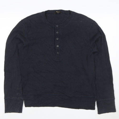 Massimo Dutti Women’s Blue Long Sleeve Henley Cotton Top Size S