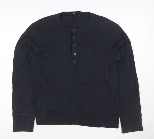 Massimo Dutti Women’s Blue Long Sleeve Henley Cotton Top Size S