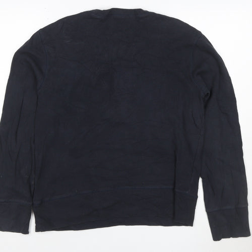 Massimo Dutti Women’s Blue Long Sleeve Henley Cotton Top Size S