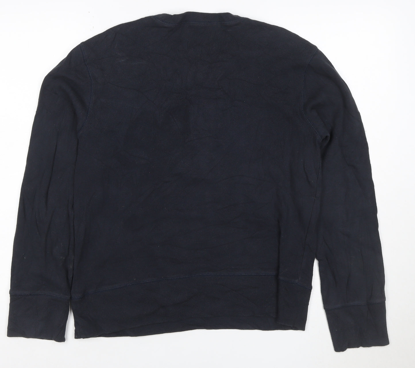 Massimo Dutti Women’s Blue Long Sleeve Henley Cotton Top Size S