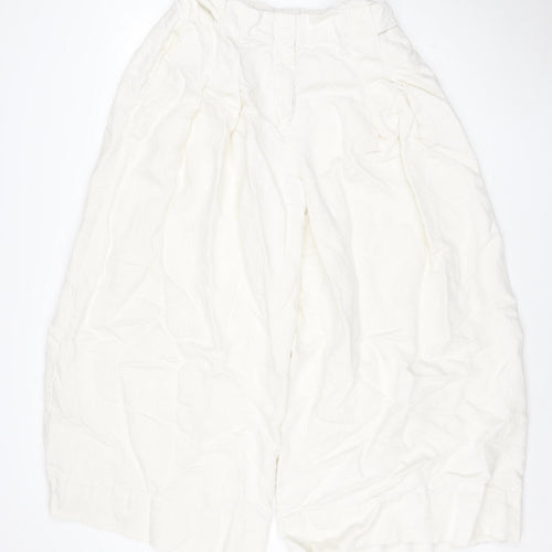 Marks and Spencer Autograph Women Ivory Wide-Leg Linen Trousers Size 16