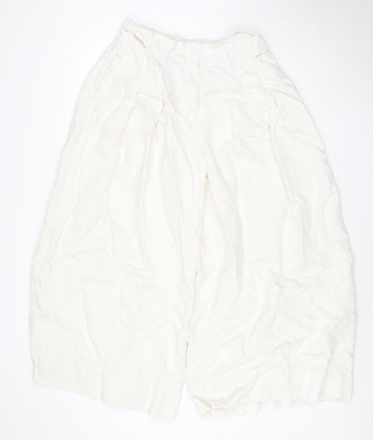 Marks and Spencer Autograph Women Ivory Wide-Leg Linen Trousers Size 16