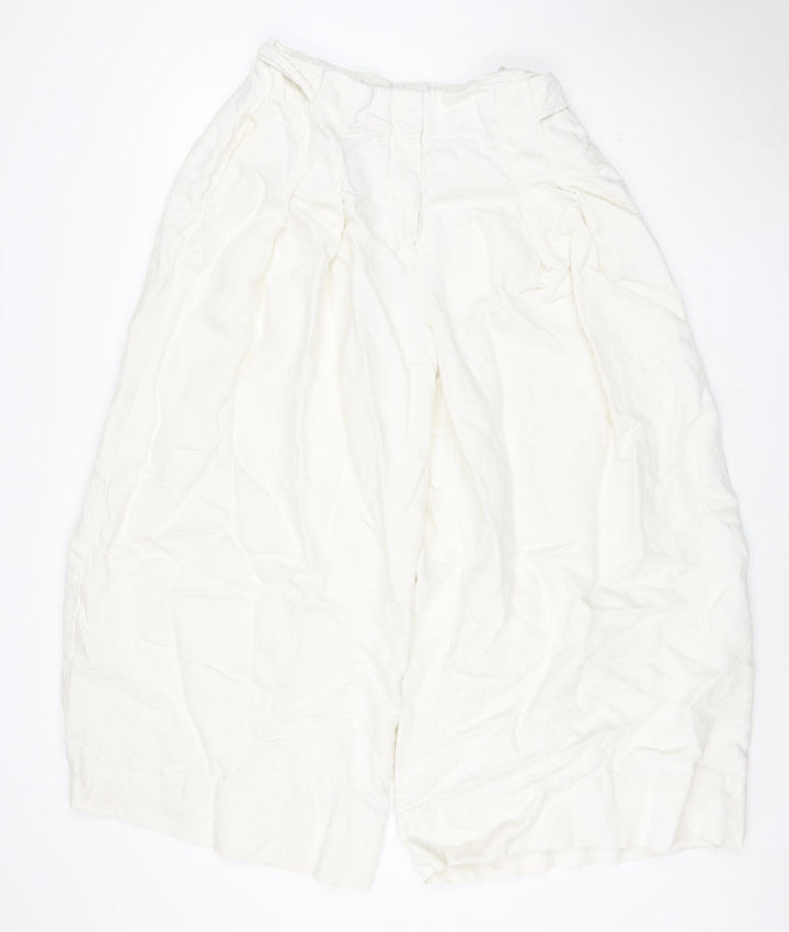 Marks and Spencer Autograph Women Ivory Wide-Leg Linen Trousers Size 16