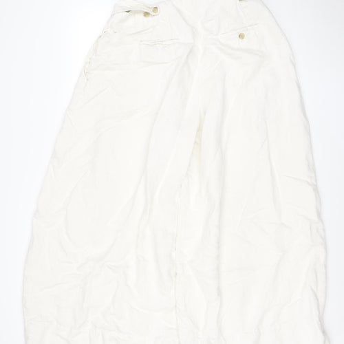 Marks and Spencer Autograph Women Ivory Wide-Leg Linen Trousers Size 16