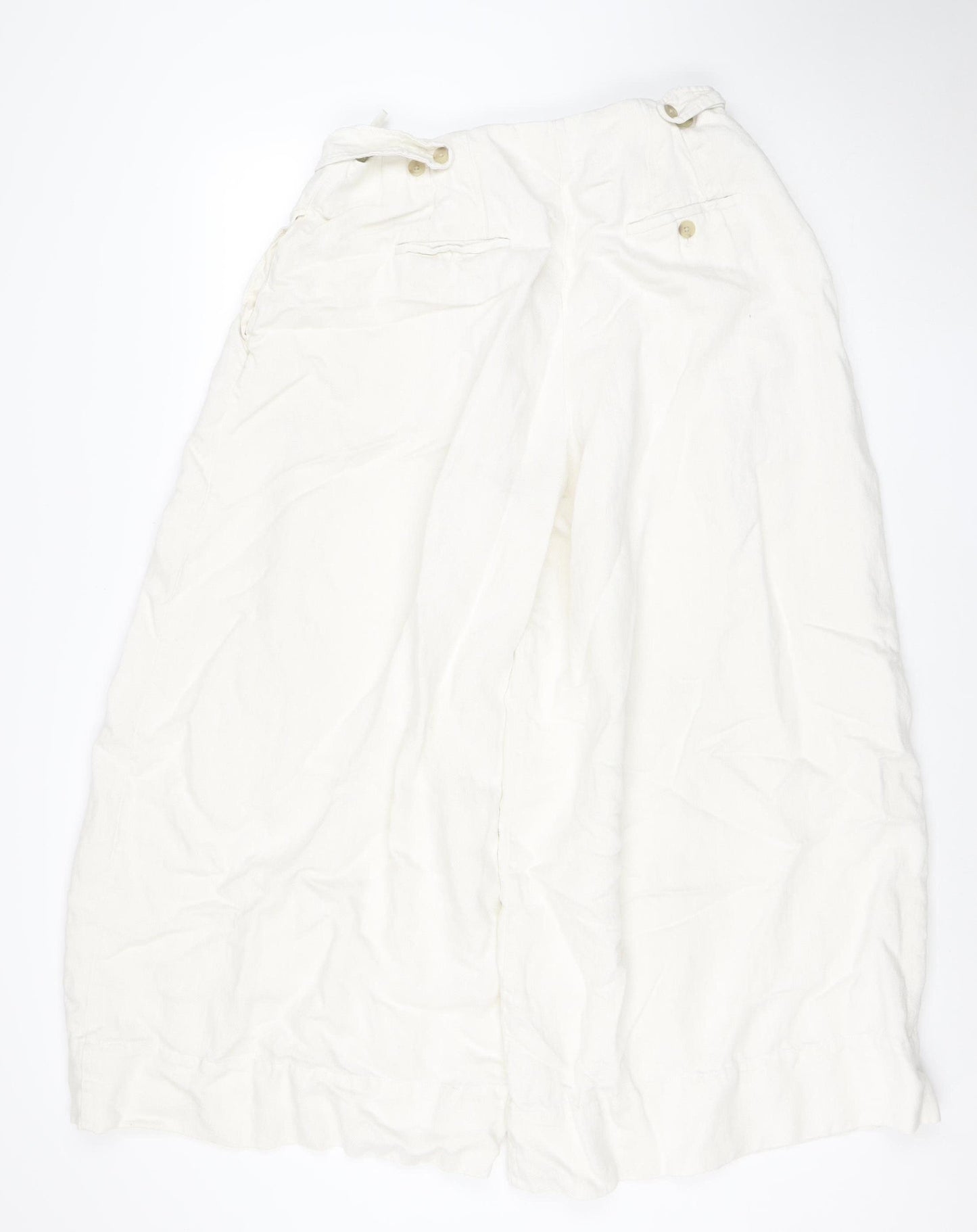 Marks and Spencer Autograph Women Ivory Wide-Leg Linen Trousers Size 16