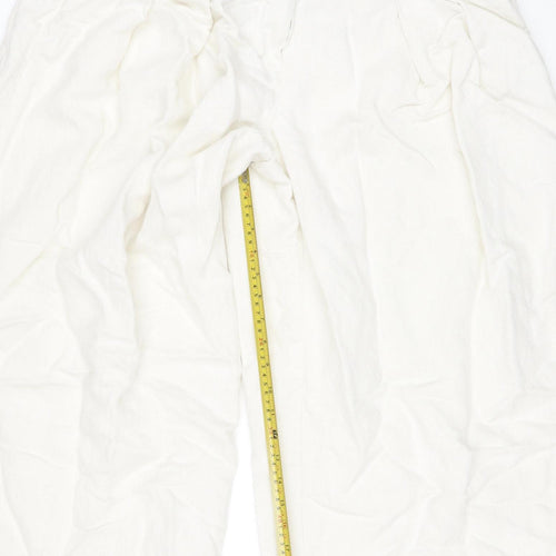 Marks and Spencer Autograph Women Ivory Wide-Leg Linen Trousers Size 16