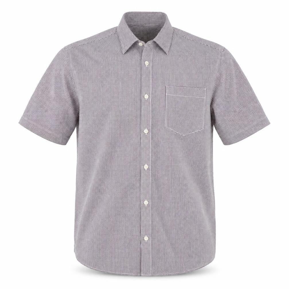 Front view of Marks & Spencer Men's Purple Check Short Sleeve Button-Up Shirt L