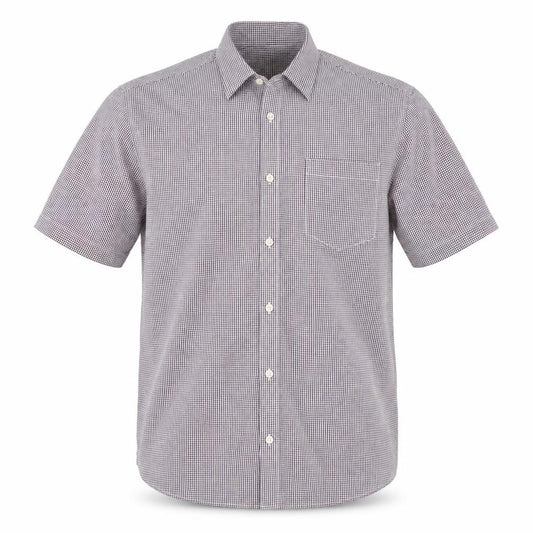 Front view of Marks & Spencer Men's Purple Check Short Sleeve Button-Up Shirt L