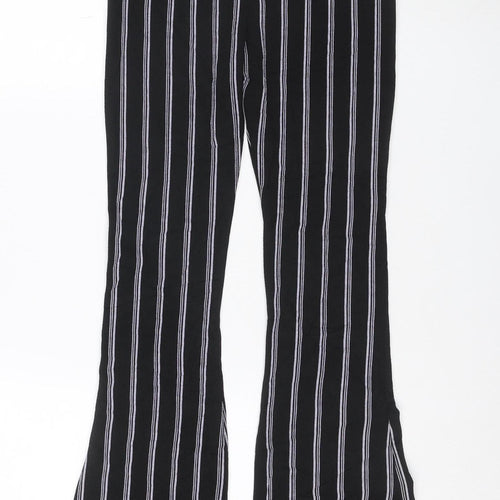 Boohoo Women's Black Striped Flared Slim Trousers Size 6