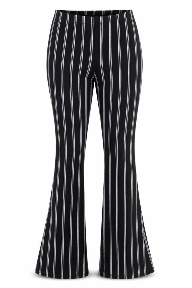 Boohoo Women's Black Striped Flared Slim Trousers Size 6