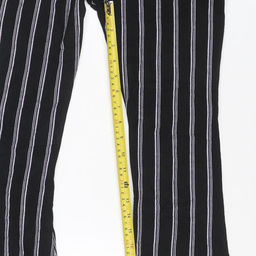 Boohoo Women's Black Striped Flared Slim Trousers Size 6