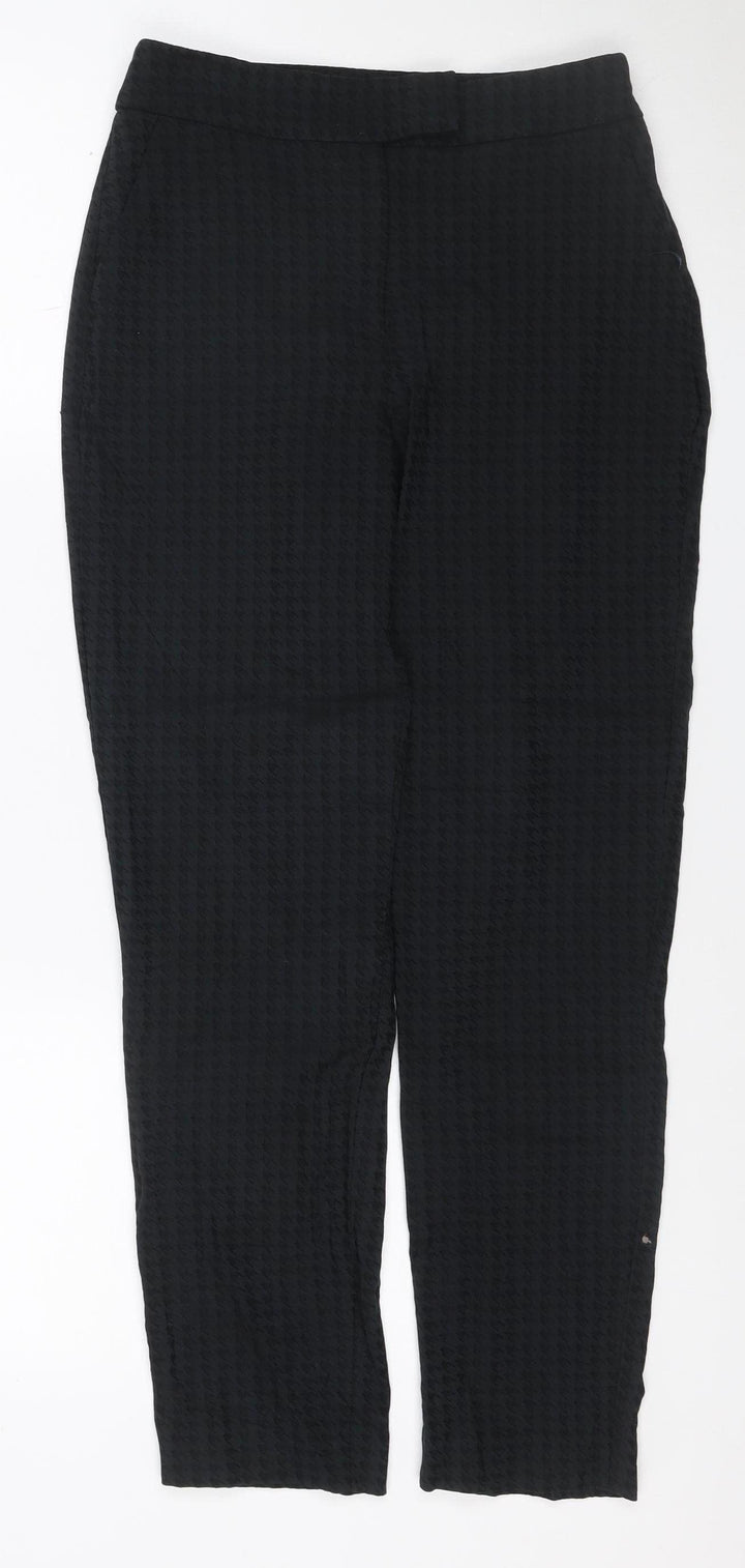Warehouse Women Black UK 6 Slim Fit Textured Trousers