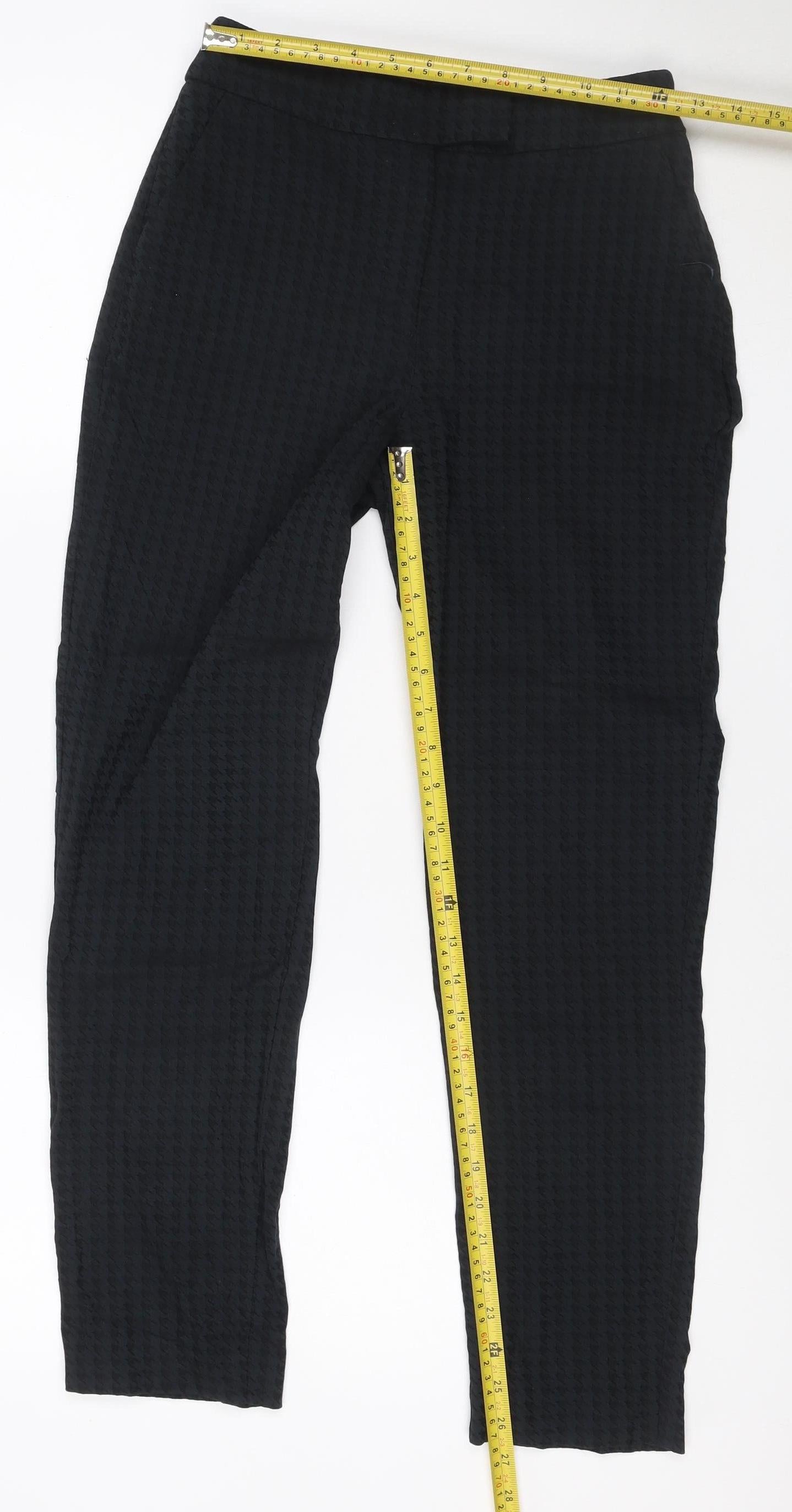 Warehouse Women Black UK 6 Slim Fit Textured Trousers