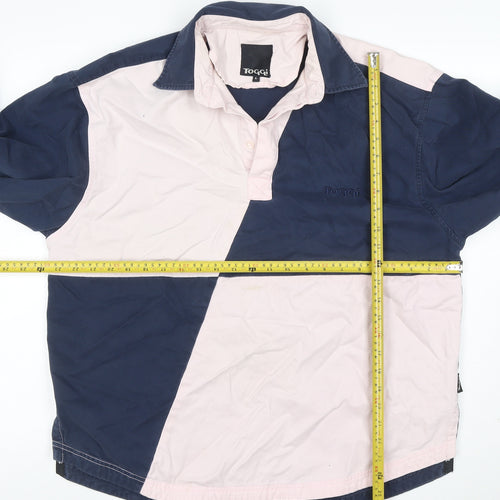 Toggi Womens Navy Pink Colourblock Cotton Henley Sweatshirt L