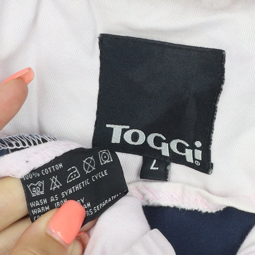 Toggi Womens Navy Pink Colourblock Cotton Henley Sweatshirt L