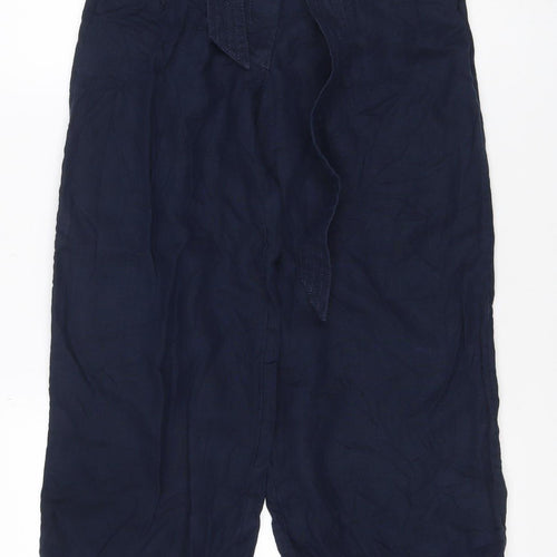 Marks and Spencer Women’s Blue Linen Blend Cropped Trousers Size 8