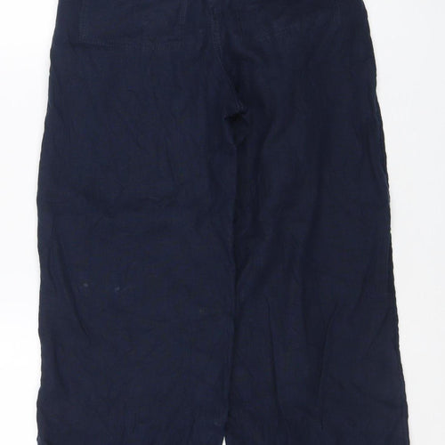 Marks and Spencer Women’s Blue Linen Blend Cropped Trousers Size 8
