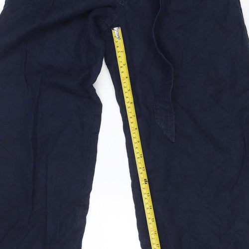 Marks and Spencer Women’s Blue Linen Blend Cropped Trousers Size 8