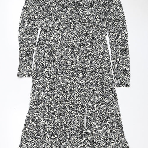 Forever New Women's Black Floral Midi Wrap Dress Size 10