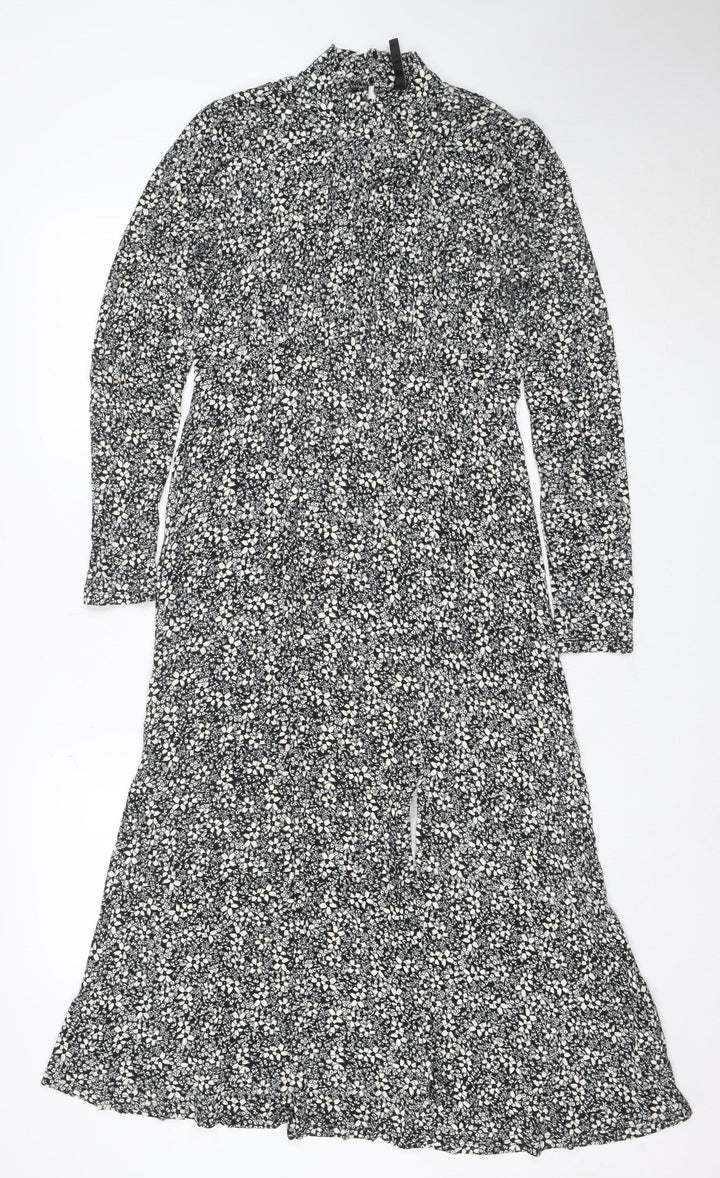 Forever New Women's Black Floral Midi Wrap Dress Size 10