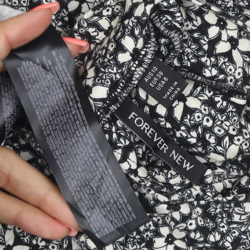 Forever New Women's Black Floral Midi Wrap Dress Size 10