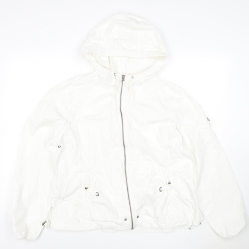 Eddie Bauer Womens White XL Hooded Ripstop Cotton Anorak Jacket