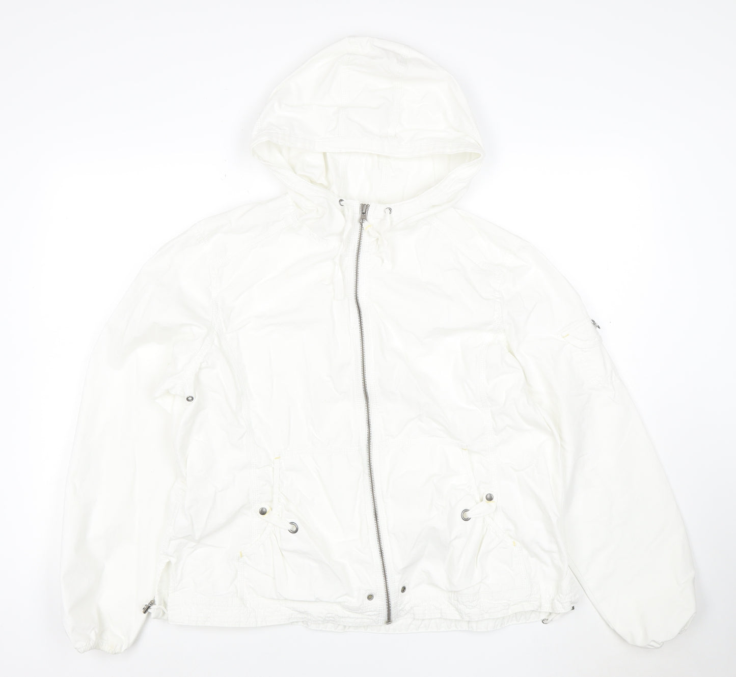 Eddie Bauer Womens White XL Hooded Ripstop Cotton Anorak Jacket