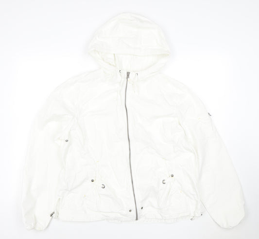 Eddie Bauer Womens White XL Hooded Ripstop Cotton Anorak Jacket