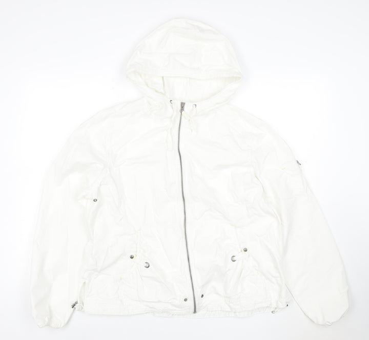 Eddie Bauer Womens White XL Hooded Ripstop Cotton Anorak Jacket