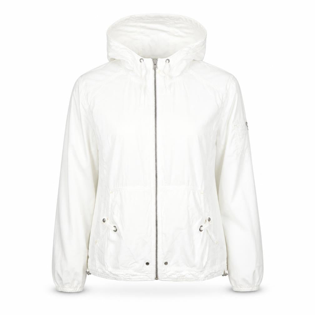 Eddie Bauer Womens White XL Hooded Ripstop Cotton Anorak Jacket