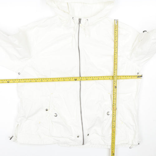 Eddie Bauer Womens White XL Hooded Ripstop Cotton Anorak Jacket