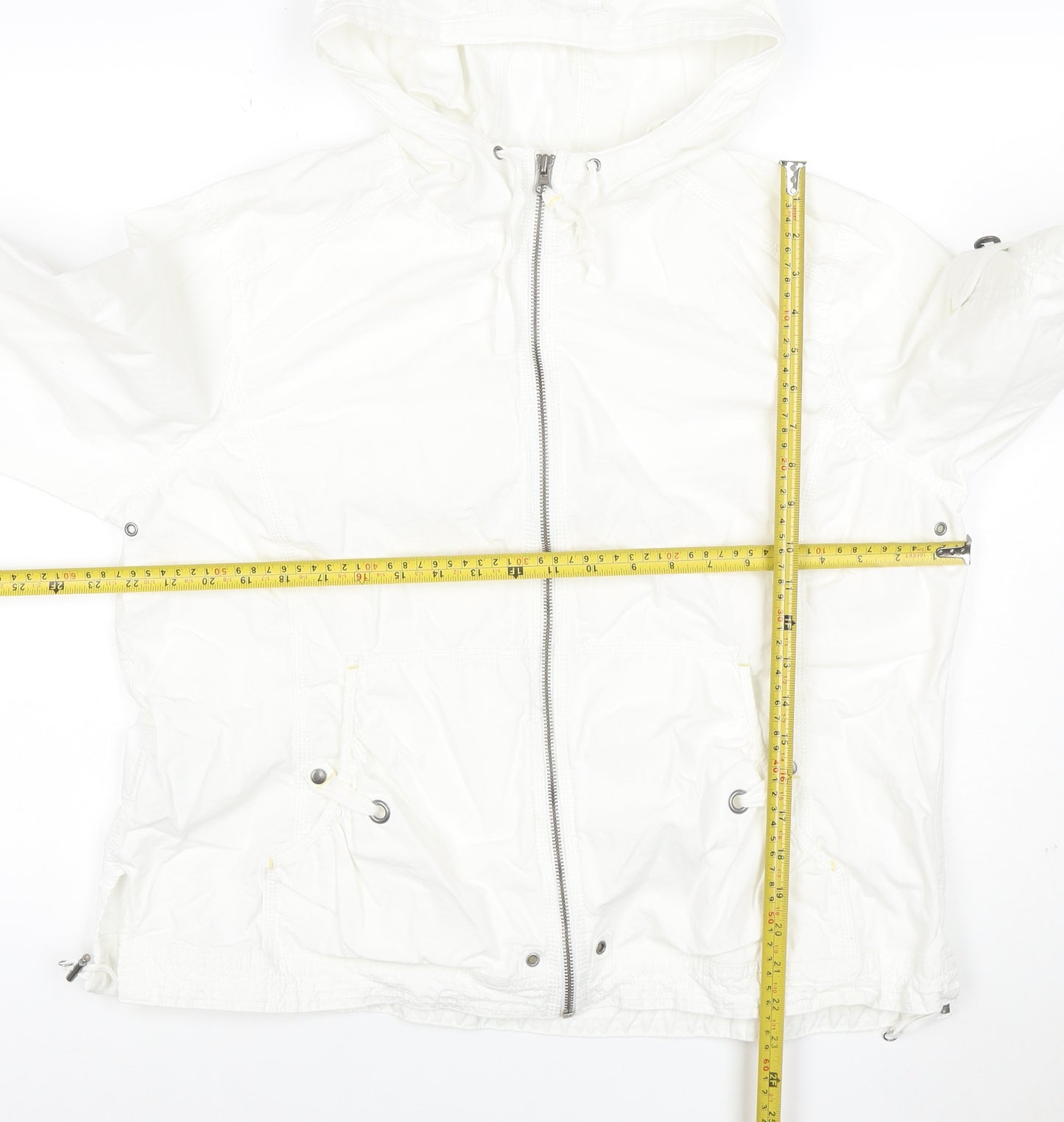 Eddie Bauer Womens White XL Hooded Ripstop Cotton Anorak Jacket