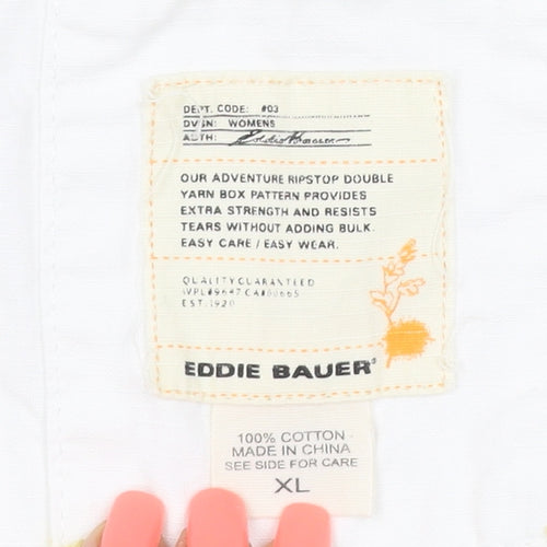 Eddie Bauer Womens White XL Hooded Ripstop Cotton Anorak Jacket