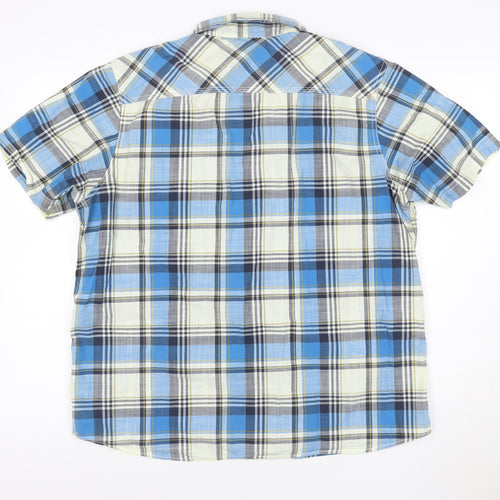 Weird Fish Mens Blue Plaid Cotton Short Sleeve Button-Up Shirt XL