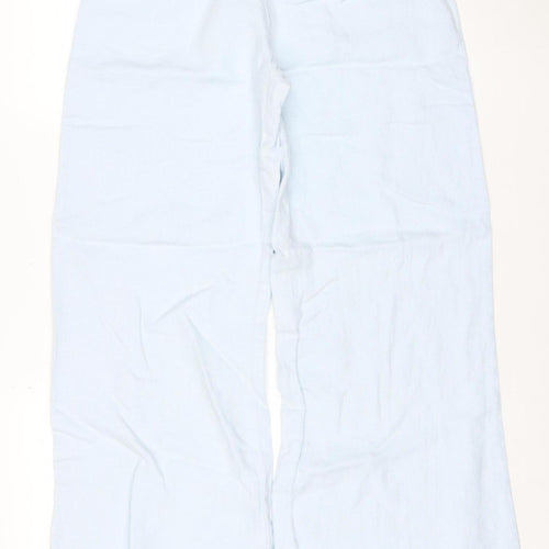 Nougat London Women's Light Blue Linen Wide-Leg Trousers Size 10