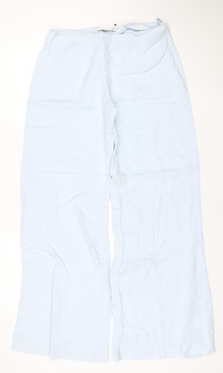 Nougat London Women's Light Blue Linen Wide-Leg Trousers Size 10