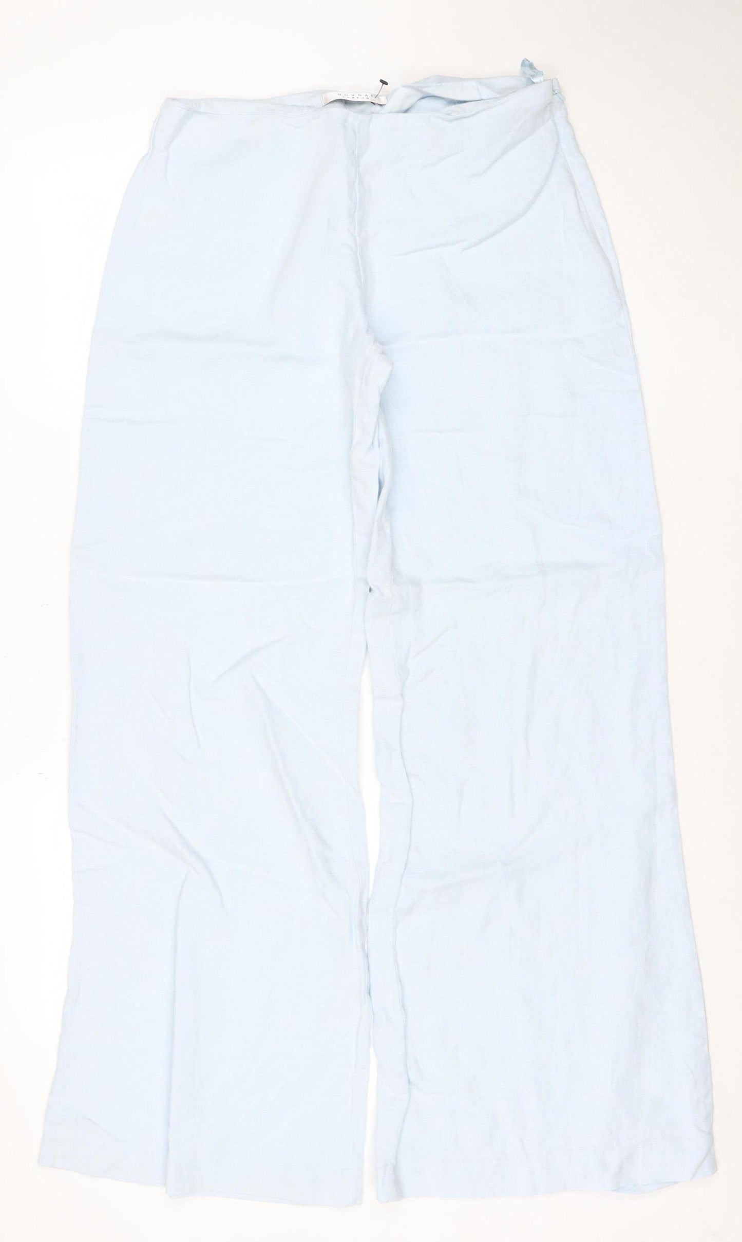 Nougat London Women's Light Blue Linen Wide-Leg Trousers Size 10