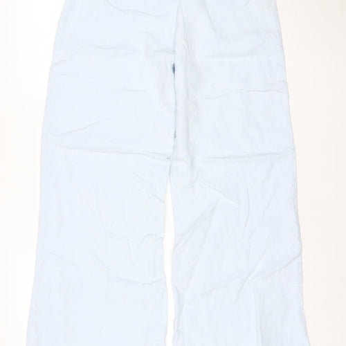 Nougat London Women's Light Blue Linen Wide-Leg Trousers Size 10