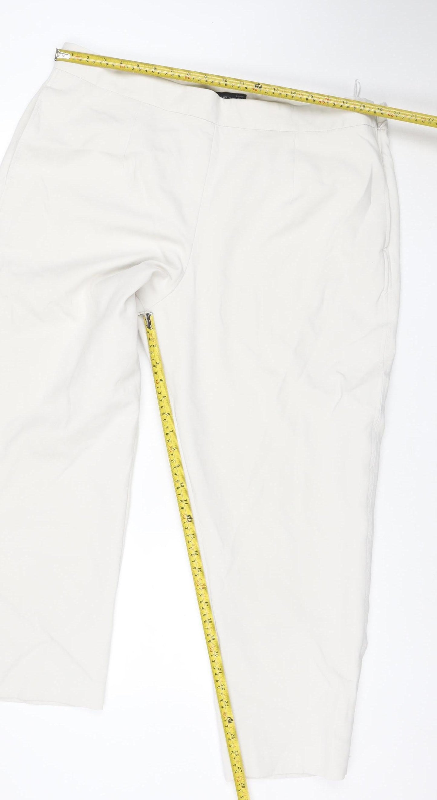 Marks and Spencer Women Ivory Regular Fit Trousers Size 22