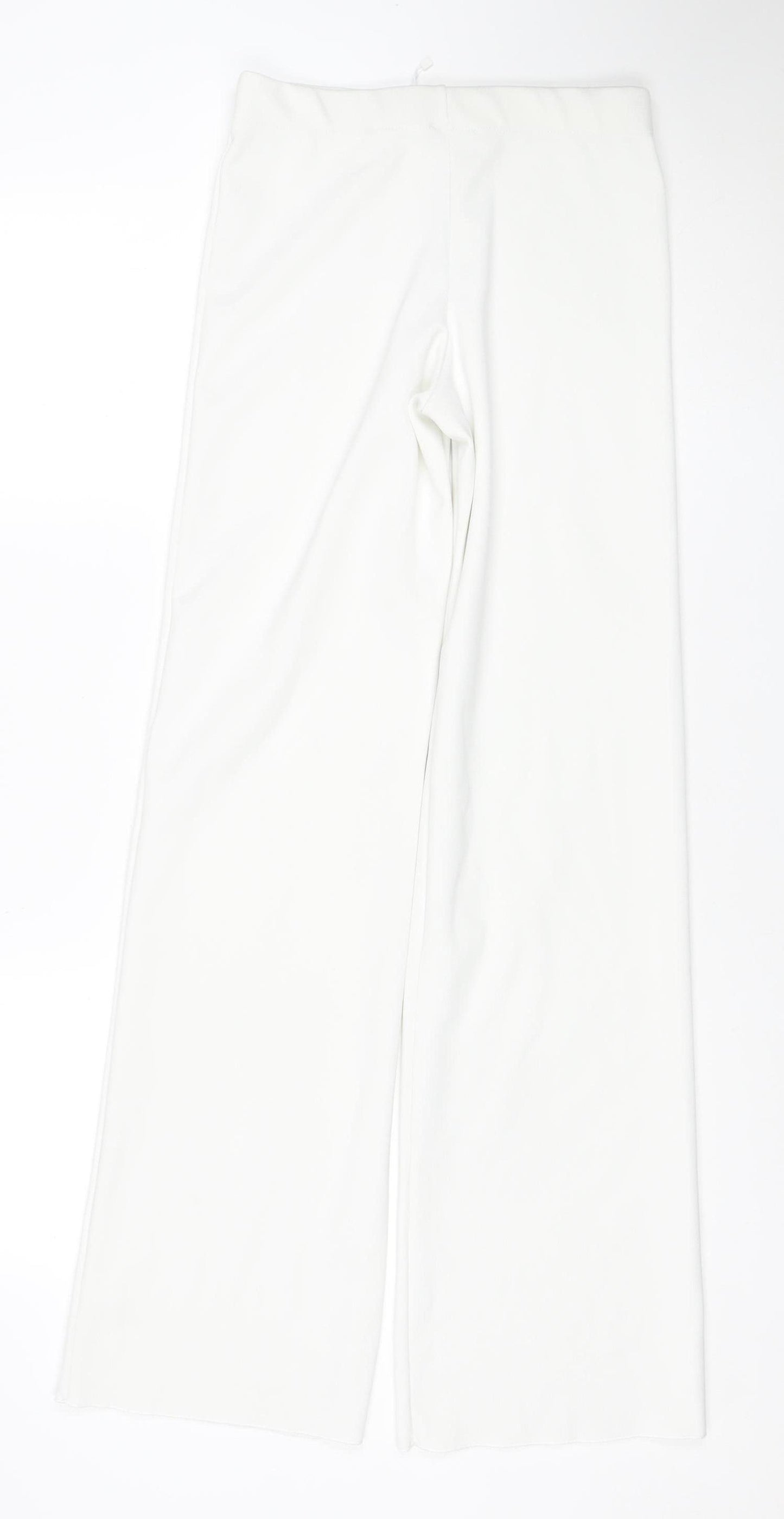 ZARA Women White Stretch Trousers Size 10 Regular Fit